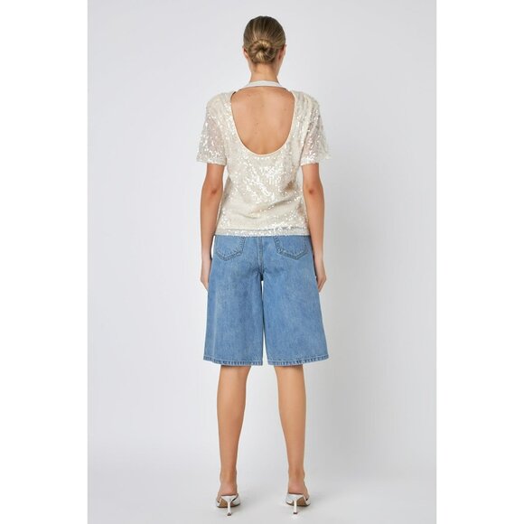 Grey Lab SEQUIN OPEN BACK TOP Size Small - Picture 2 of 10